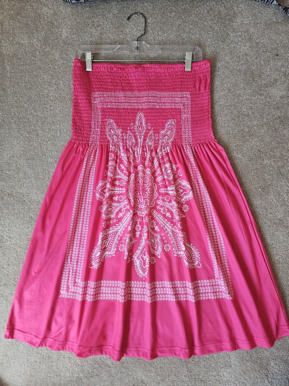 Strapless Pink Boho Print Lounge Dress/Short Swim Coverup